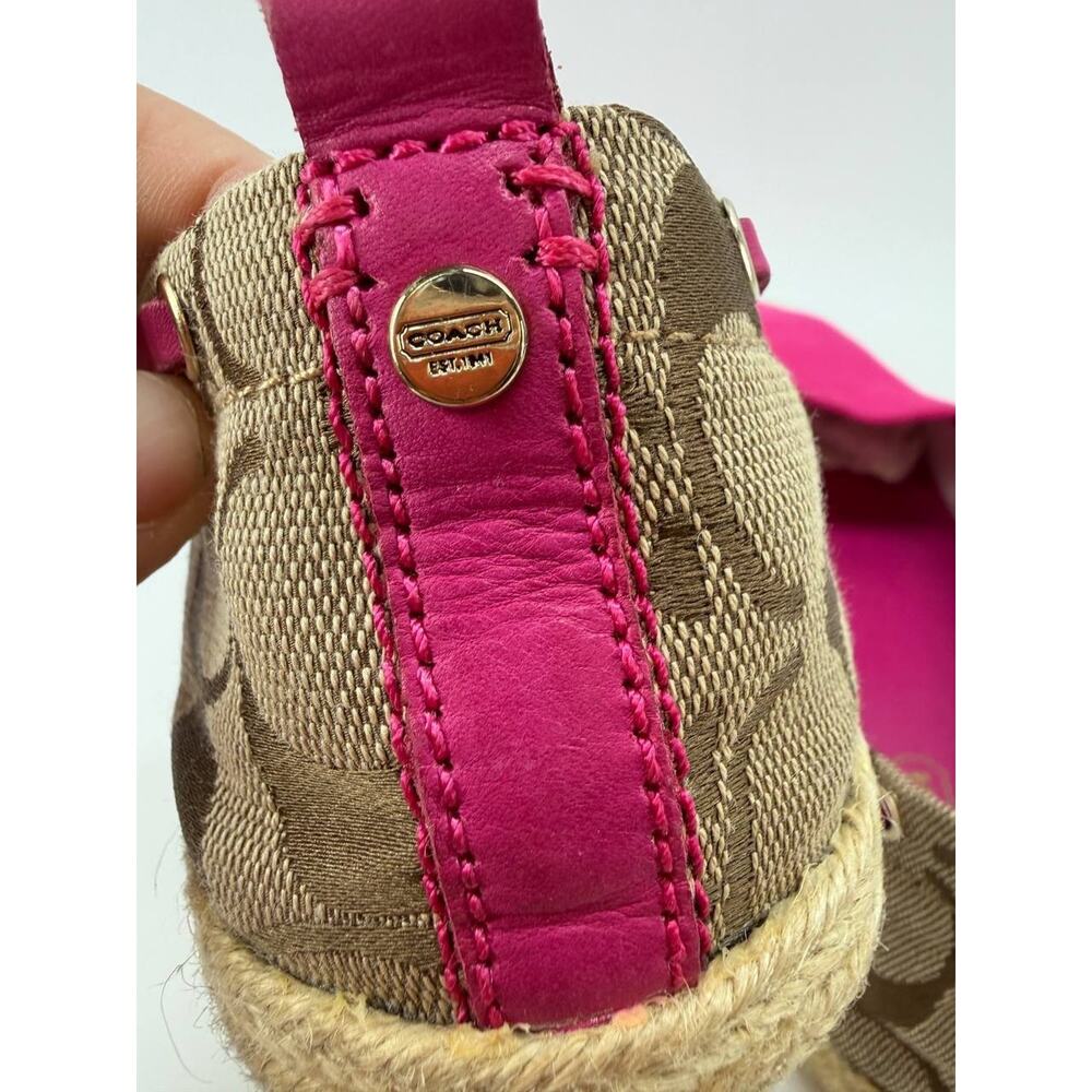 Coach Mellow Canvas Espadrille Flats Fuchsia Khaki Women's Size 10M With Box - Picture 6 of 11